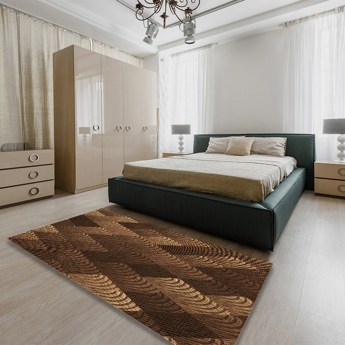 Patterned Red Rug in a Bedroom, pat2385org