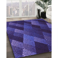 Patterned Denim Dark Blue Rug, pat2385pur