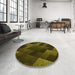 Round Patterned Dark Yellow Green Rug in a Office, pat2385yw