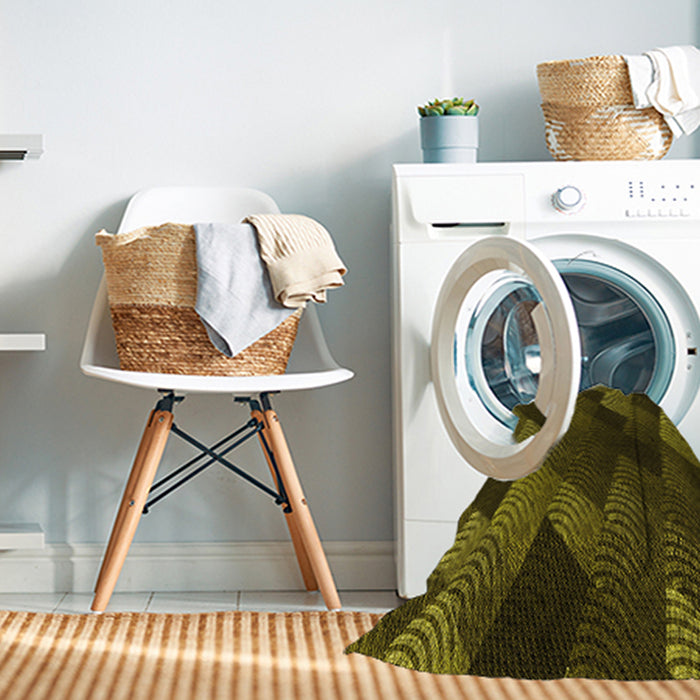 Machine Washable Transitional Dark Yellow Green Rug in a Washing Machine, wshpat2385yw