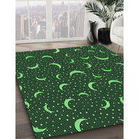 Patterned Dark Forest Green Rug, pat2386grn