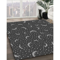 Patterned Charcoal Black Rug, pat2386gry