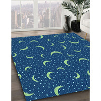 Patterned Blueberry Blue Rug, pat2386lblu