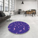 Round Patterned MediumBlue Rug in a Office, pat2386pur