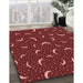 Patterned Red Rug in Family Room, pat2386rd