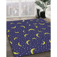 Patterned Slate Blue Grey Novelty Rug, pat2386