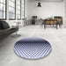 Round Patterned Blue Rug in a Office, pat2387blu