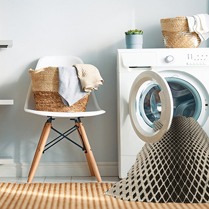 Machine Washable Transitional Chocolate Brown Rug in a Washing Machine, wshpat2387brn