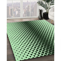 Patterned Dark Forest Green Rug, pat2387grn