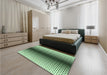 Patterned Dark Forest Green Rug in a Bedroom, pat2387grn