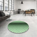 Round Patterned Dark Forest Green Rug in a Office, pat2387grn