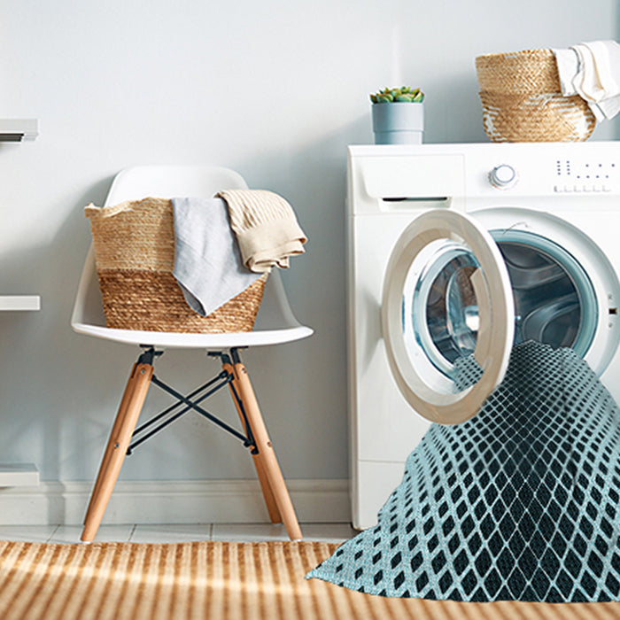 Machine Washable Transitional Deep-Sea Blue Rug in a Washing Machine, wshpat2387lblu