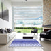 Square Patterned Blue Rug in a Living Room, pat2388blu