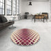 Round Patterned Vanilla Gold Rug in a Office, pat2388brn