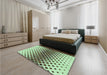 Patterned Pale Green Rug in a Bedroom, pat2388grn