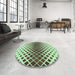 Round Patterned Pale Green Rug in a Office, pat2388grn