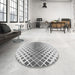 Round Patterned Silver Gray Rug in a Office, pat2388gry