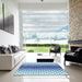 Square Patterned Blue Rug in a Living Room, pat2388lblu