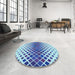 Round Patterned Blue Rug in a Office, pat2388lblu