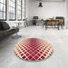 Round Patterned Deep Peach Orange Rug in a Office, pat2388org