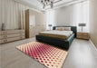 Patterned Deep Peach Orange Rug in a Bedroom, pat2388org