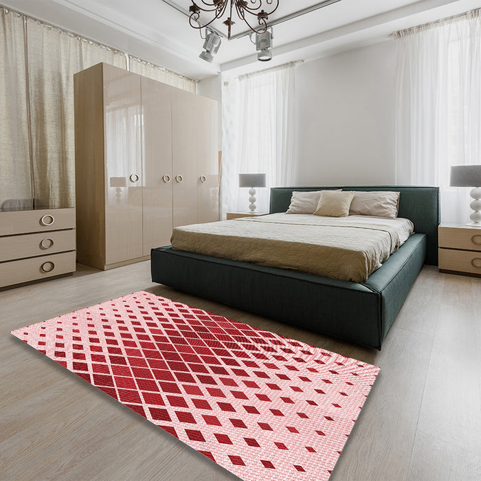 Patterned Pink Rug in a Bedroom, pat2388rd