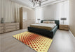 Patterned Red Rug in a Bedroom, pat2388yw