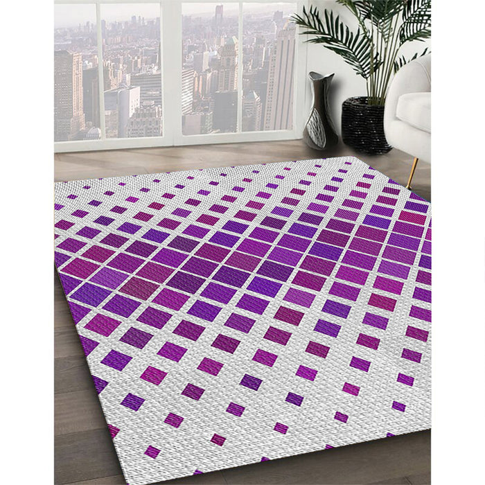 Patterned Dark Orchid Purple Novelty Rug in Family Room, pat2388