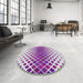 Round Patterned Dark Orchid Purple Novelty Rug in a Office, pat2388