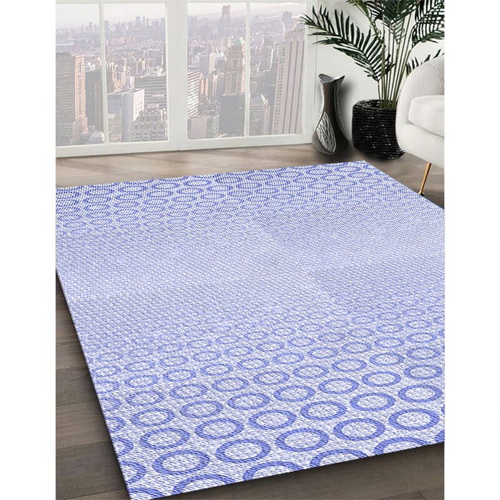 Patterned Lavender Blue Rug in Family Room, pat2389blu