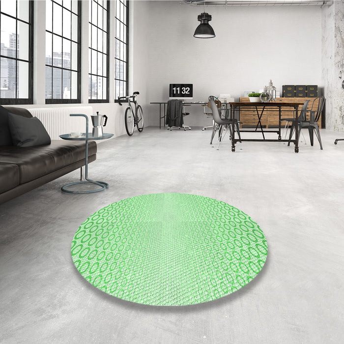 Round Patterned Green Rug in a Office, pat2389grn