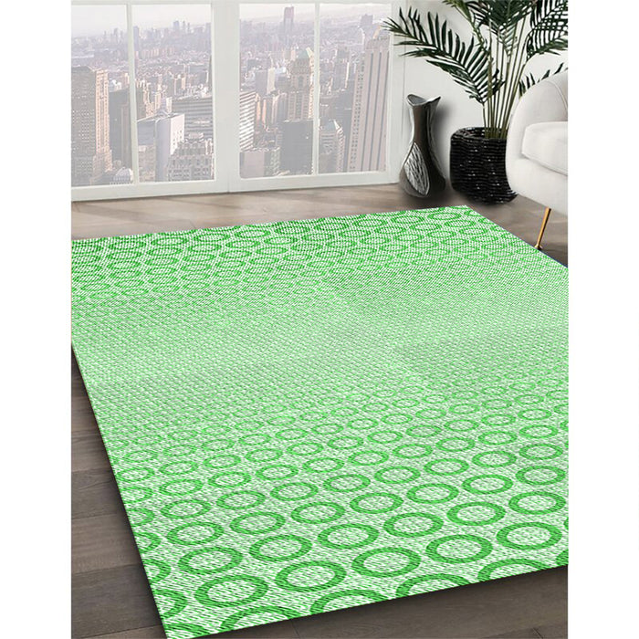 Patterned Green Rug in Family Room, pat2389grn