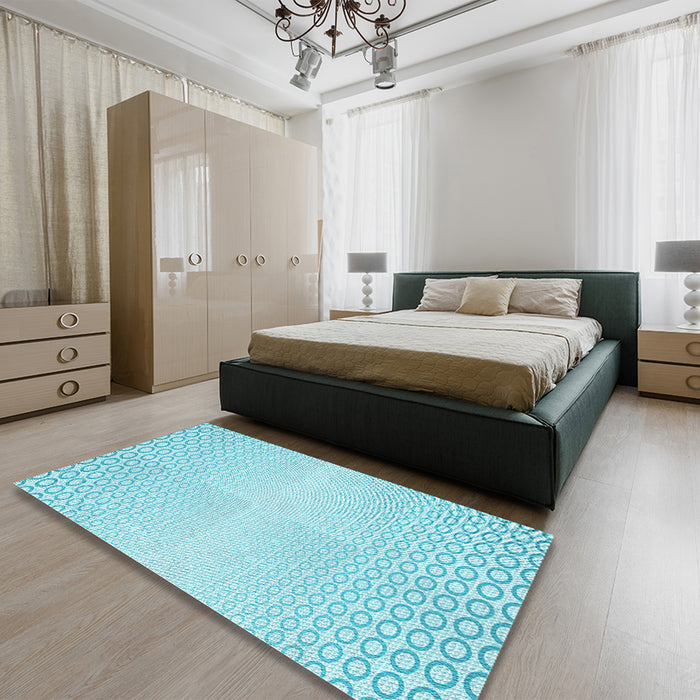 Patterned Diamond Blue Rug in a Bedroom, pat2389lblu