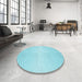 Round Patterned Diamond Blue Rug in a Office, pat2389lblu