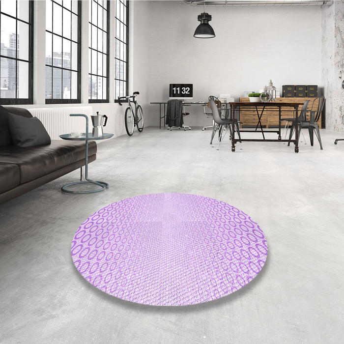 Round Patterned Purple Rug in a Office, pat2389pur