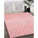 Patterned Light Rose Pink Rug in Family Room, pat2389rd