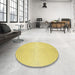 Round Patterned Yellow Rug in a Office, pat2389yw