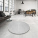 Round Machine Washable Transitional White Smoke Rug in a Office, wshpat2389
