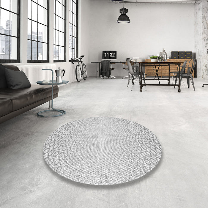 Round Patterned Off-White Novelty Rug in a Office, pat2389