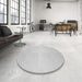 Round Patterned Off-White Novelty Rug in a Office, pat2389