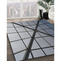 Patterned Metallic Silver Gray Novelty Rug, pat238