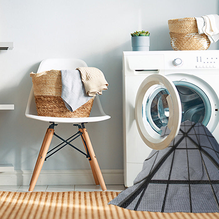 Machine Washable Transitional Metallic Silver Gray Rug in a Washing Machine, wshpat238