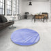 Round Patterned Light Slate Blue Rug in a Office, pat239blu