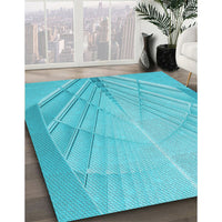 Patterned Bright Turquoise Blue Rug, pat239lblu