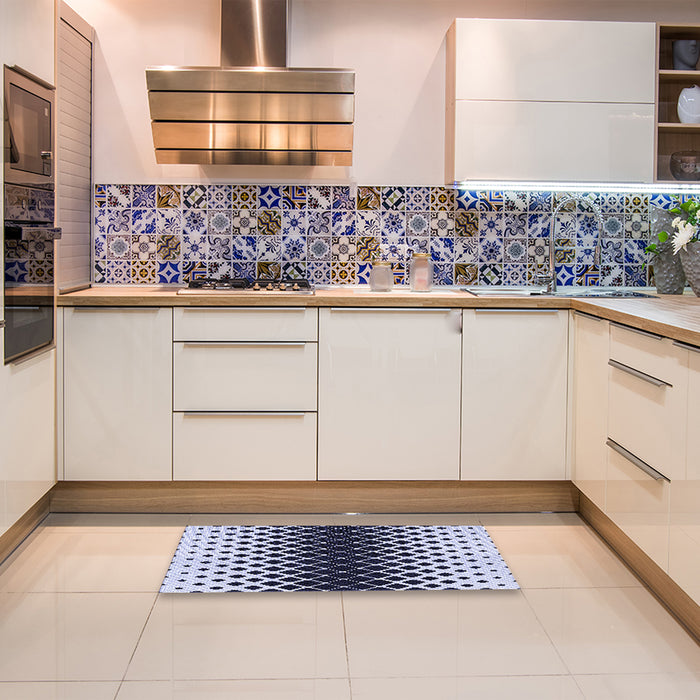 Patterned Blue Rug in a Kitchen, pat2390blu