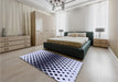 Patterned Blue Rug in a Bedroom, pat2390blu