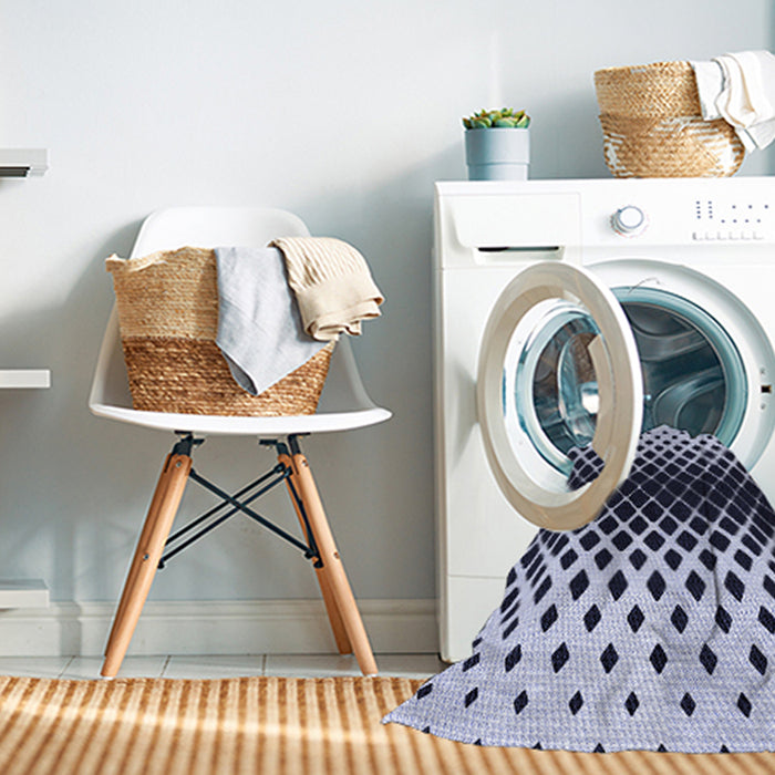 Machine Washable Transitional Blue Rug in a Washing Machine, wshpat2390blu