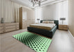 Patterned Dark Forest Green Rug in a Bedroom, pat2390grn