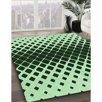 Patterned Dark Forest Green Rug, pat2390grn