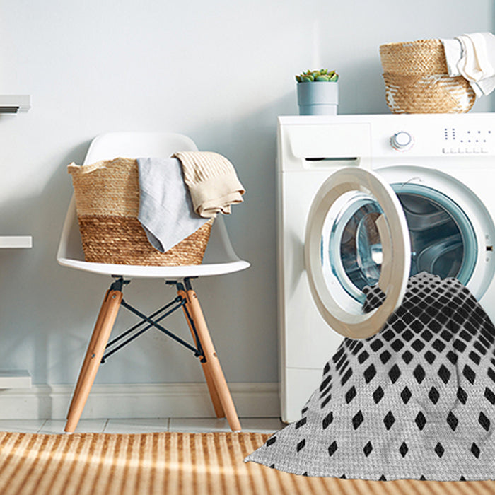 Machine Washable Transitional Black Rug in a Washing Machine, wshpat2390gry